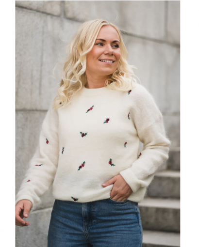 Amalie pullover EMB - Erget/port flower