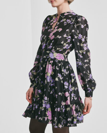 Striped organza flounce dress - Midnight viola