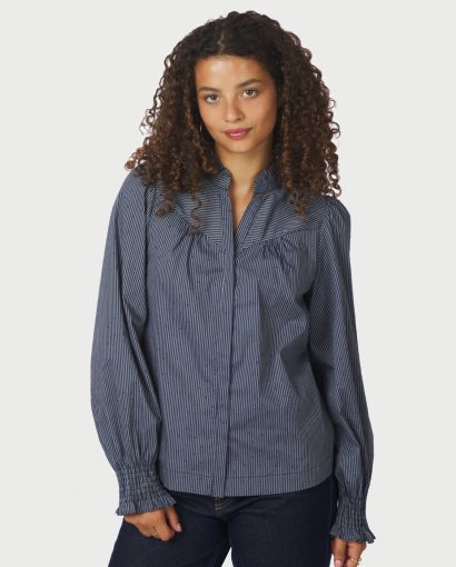 Astrida stripe stone vlouse - Navy