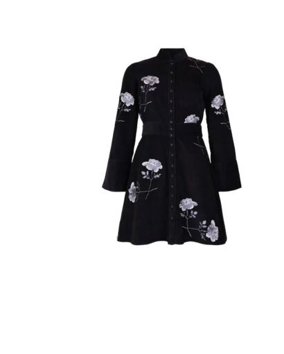 Cord mini dress - Black