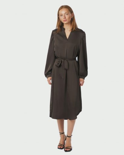 Rolana Heavy sateen Dress - Brown