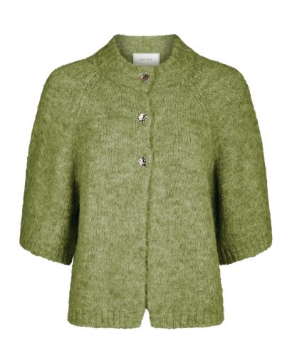 Benuta fluffy knit cardigan - Dusty green
