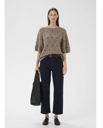 Harriet dot pullover - Oatmeal/ black