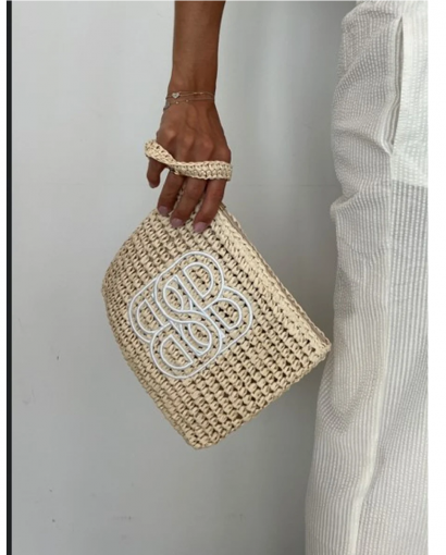 Mim straw clutch - Beige