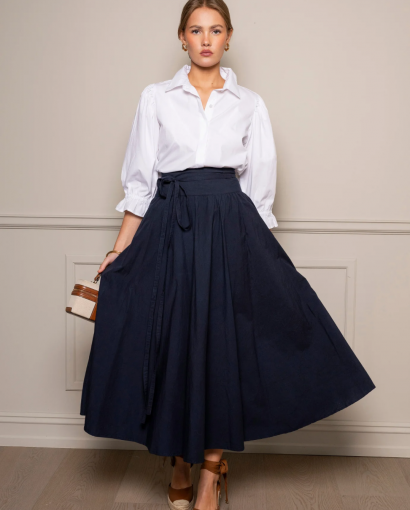 Astrid skirt poplin - Marine poplin