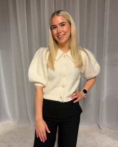 Hairy knit puffed jacket - Offwhite