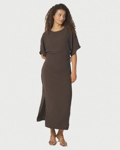 Miloine drape dress - Dark brown