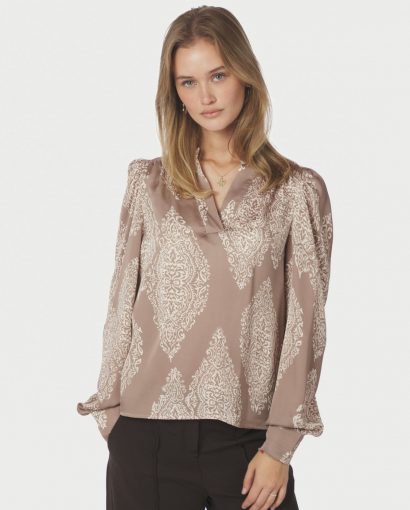 Rosslyn paisley drop blouse - Dark taupe