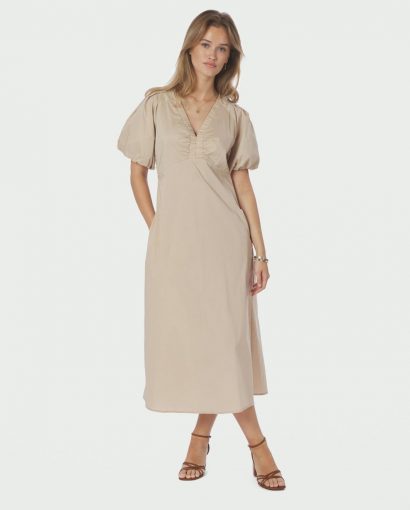 Illana poplin dress - Dark sand