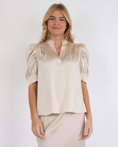 Roella Satin Blouse - Champagne