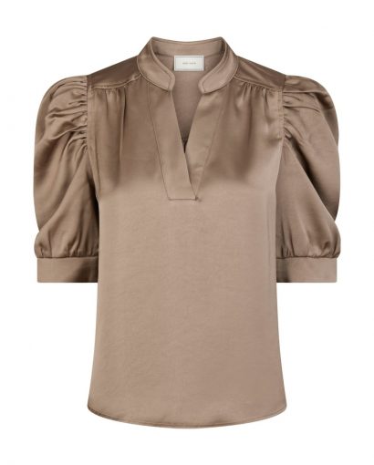 Roella Satin Blouse - Dark Taupe