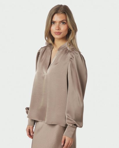 Rosslyn heavy sateen blouse - Dark taupe
