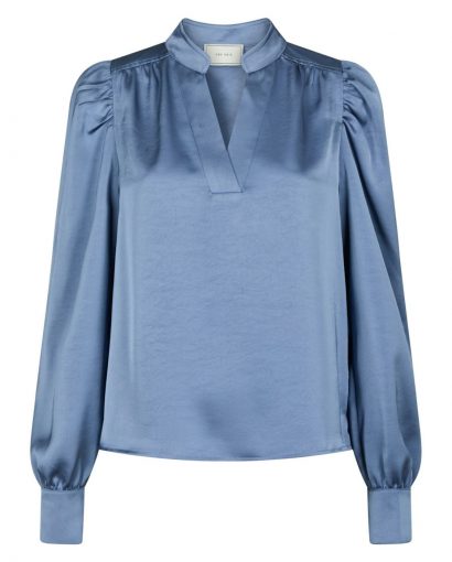 Rosslyn heavy sateen blouse - Smoke blue
