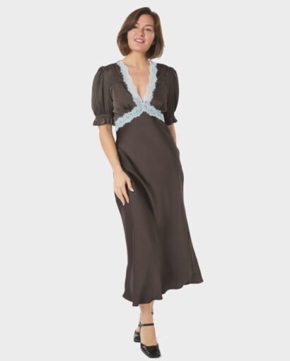 Vipe lace maxi dress - Dark Brown