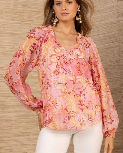 Nataly silk blouse - Coral