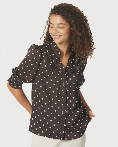 Diana Dot Blouse - Dark Brown