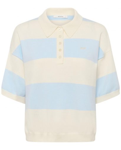Maia ss polo pullover - Blue finch striped