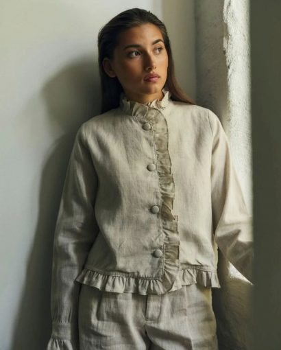 Betty linen jacket - Beige melange