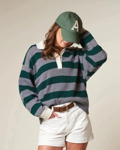 Leigh stripe - Dark grey/green