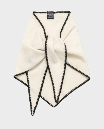 Mina stitched merino scarf - White