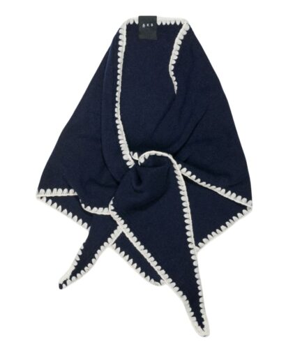 Mina stitched merino scarf - Navy