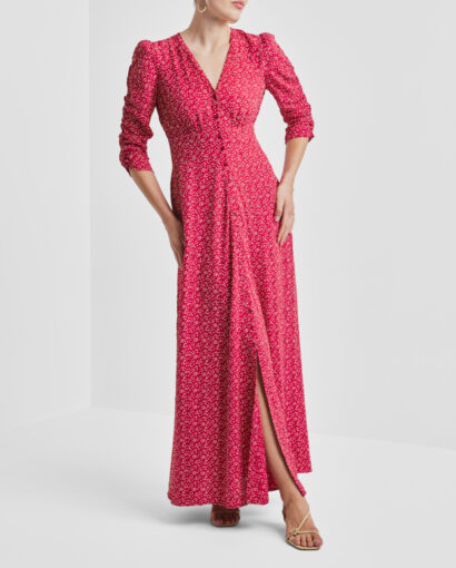 Spring button down dress - Red dots