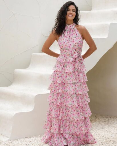 Angel maxi halterneck dress - Garden serenade