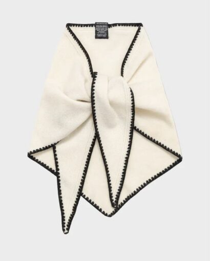 Mina stitched merino scarf - White