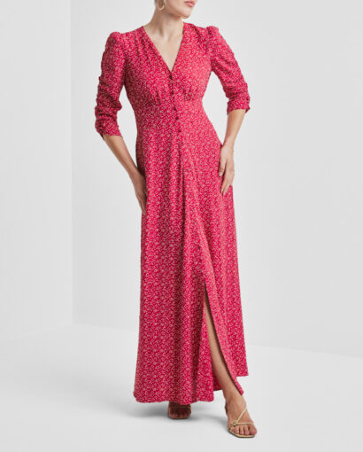 Spring button down dress - Red dots
