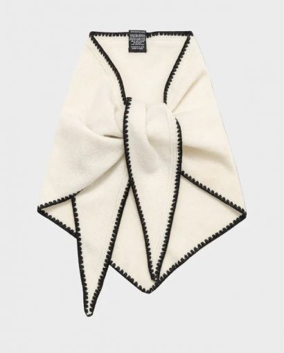 Mina stitched merino scarf - White