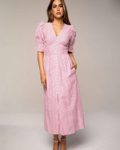 Andrea dress - Pink seersucker