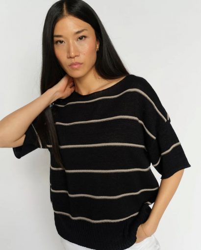 Arlen paper ss knit - Black