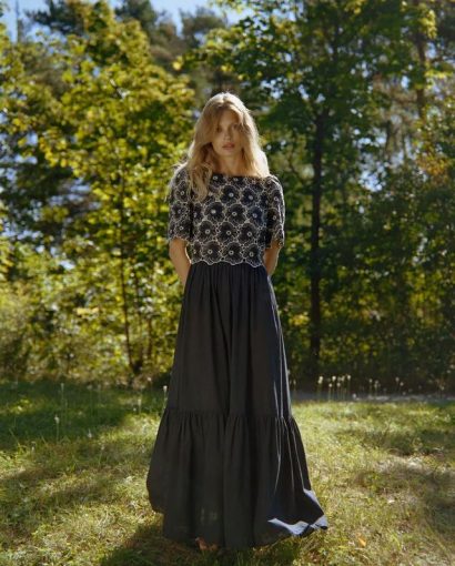 Broderie Anglaise maxi dress - Marine