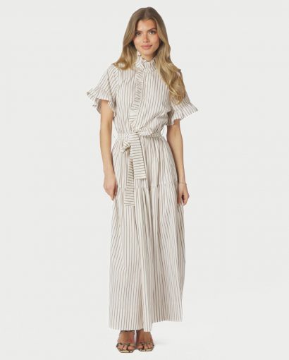 Nellie wide stripe dress - Ivory
