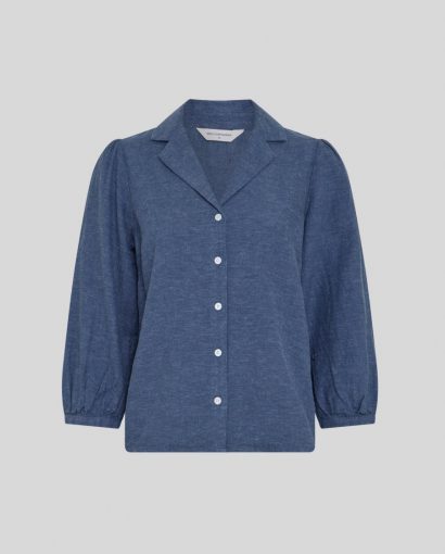 Pennie Ginia 3/4 shirt - Indigo melange