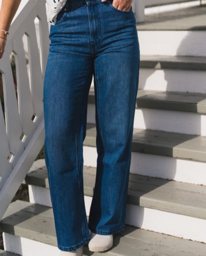 Cecilie HW pants - Mid blue wash