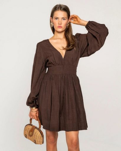 Amelie dress - Espresso linen