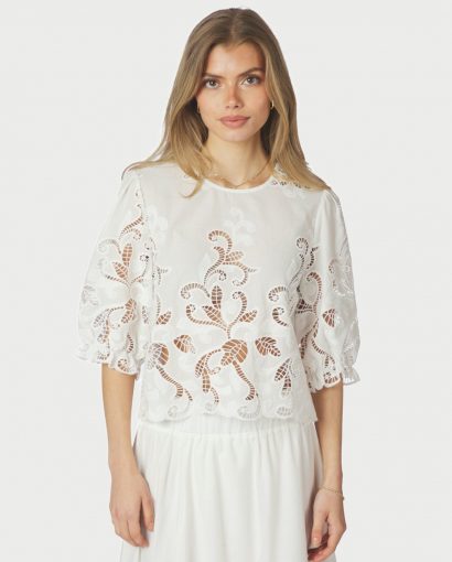 Fia Embroidery Blouse - White