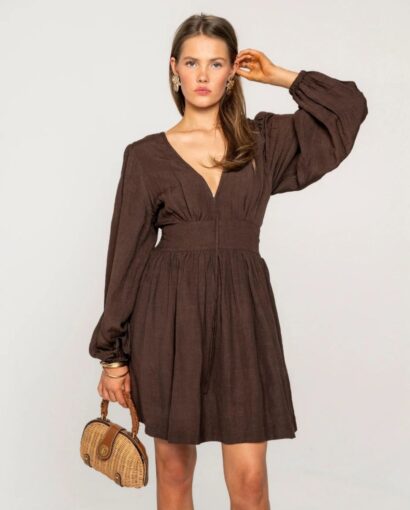 Amelie dress - Espresso linen