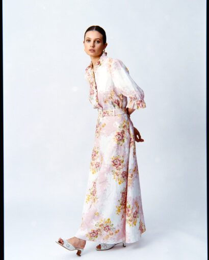 Linen maxi skirt - Rose amore