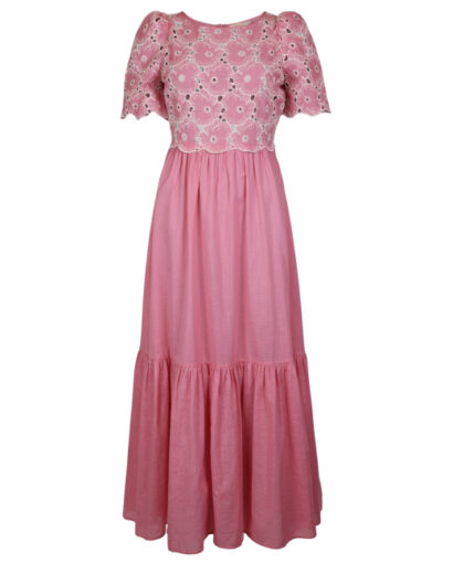 Broderie Anglaise maxi dress - Rose pink
