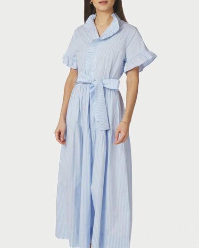 Nellie soft stripe dress - Light blue