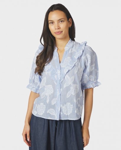 Manet Jaquard blouse - Light blue