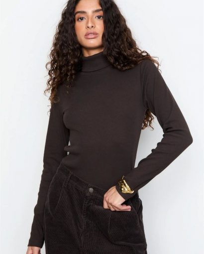 Petra rib turtleneck - Dark Brown