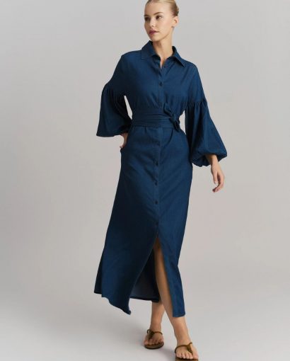 Inez Tencel Dress - Dark Blue