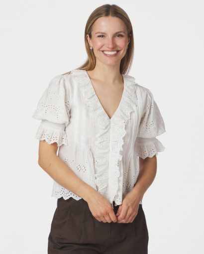 Talise emb blouse - White