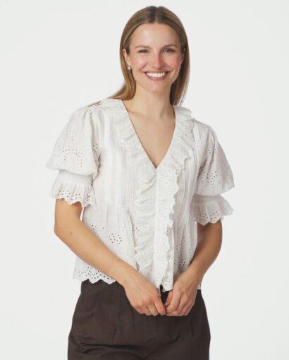 Talise emb blouse - White