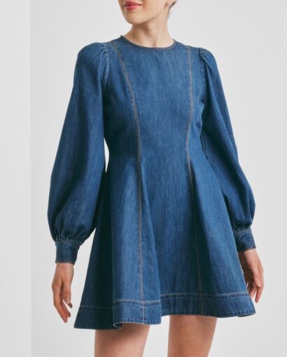 Denim fitted dress - French blue