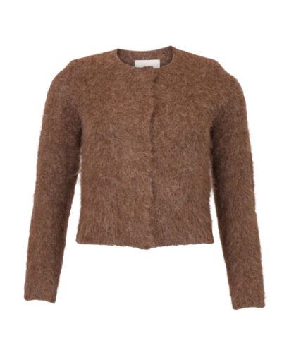 Hairy knit jacket - Brown