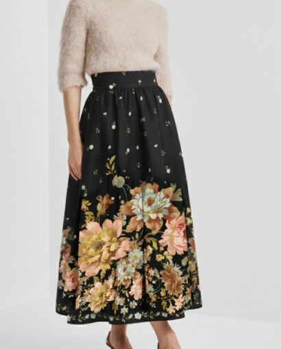 Taffeta maxi skirt - Midnight blossom